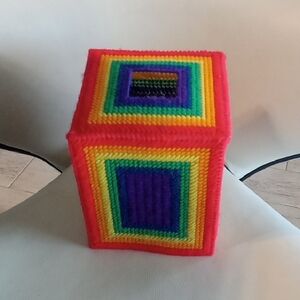 Vibrant Multicolor Yarn Kleenex Box